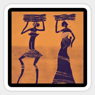 Buy the Artwork 'African village women daily life, colorful' Sticker